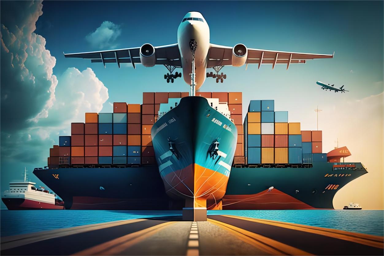 Cargo being loaded onto a vessel at a busy container terminal