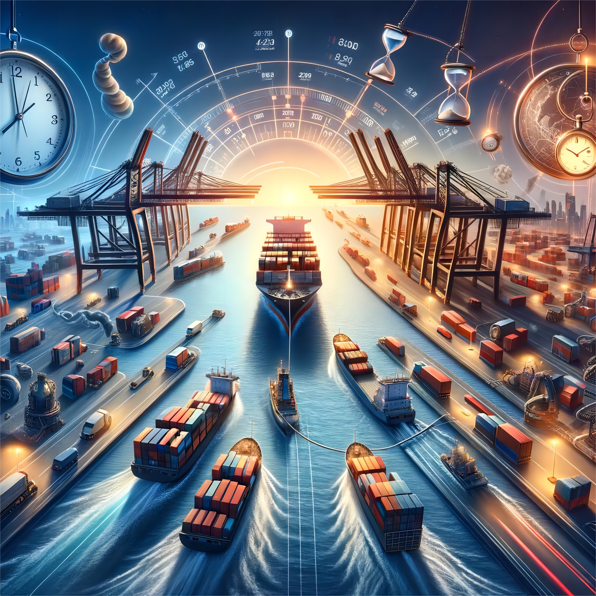 Container ship at port with hardware tools cargo