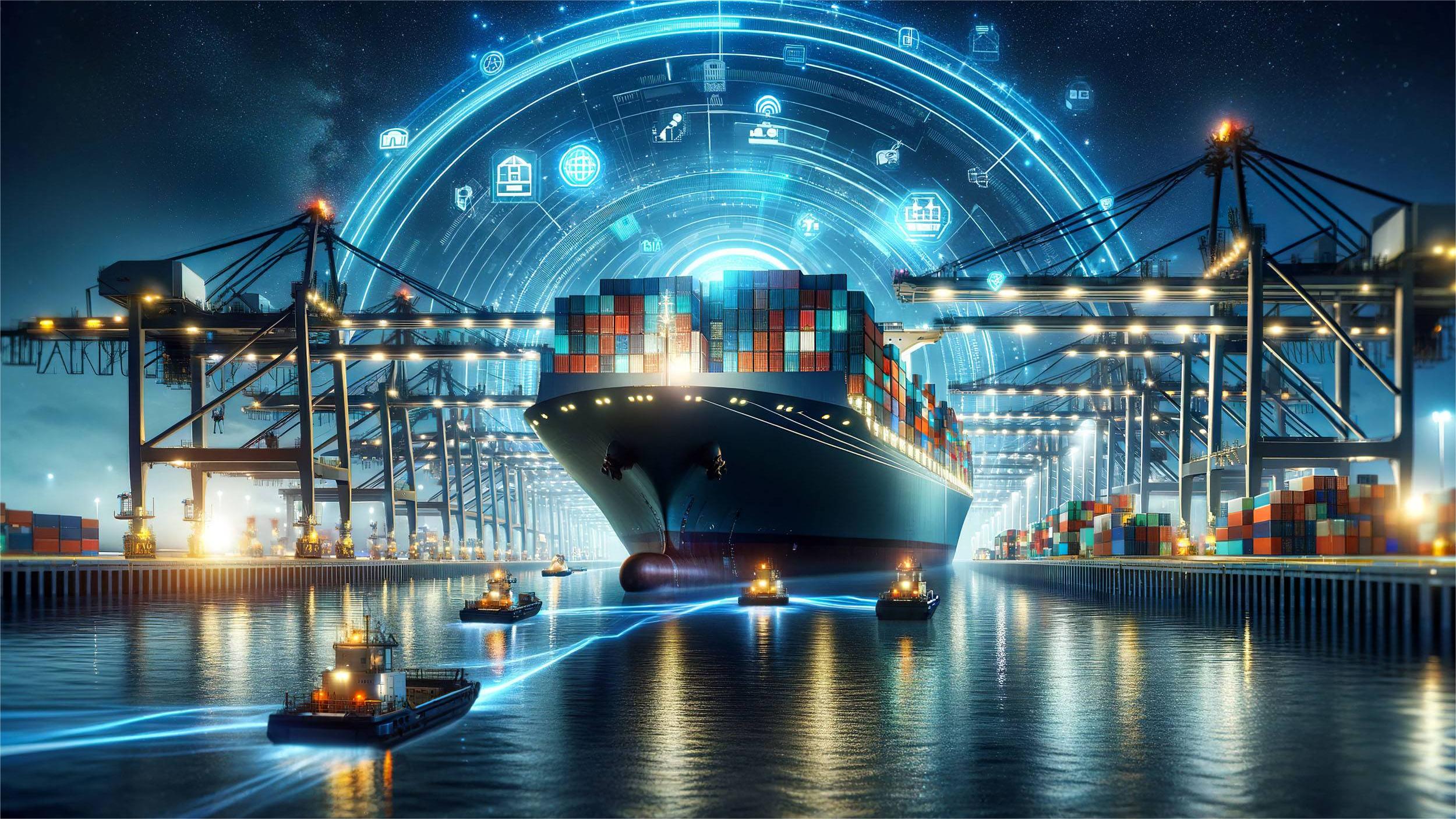 Cargo ship loaded with containers sailing across the ocean