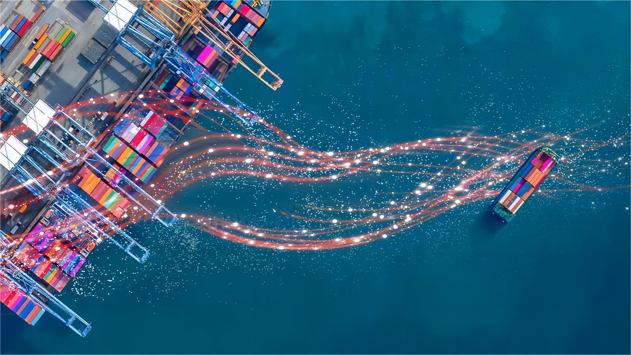 Modern logistics warehouse with furniture crates