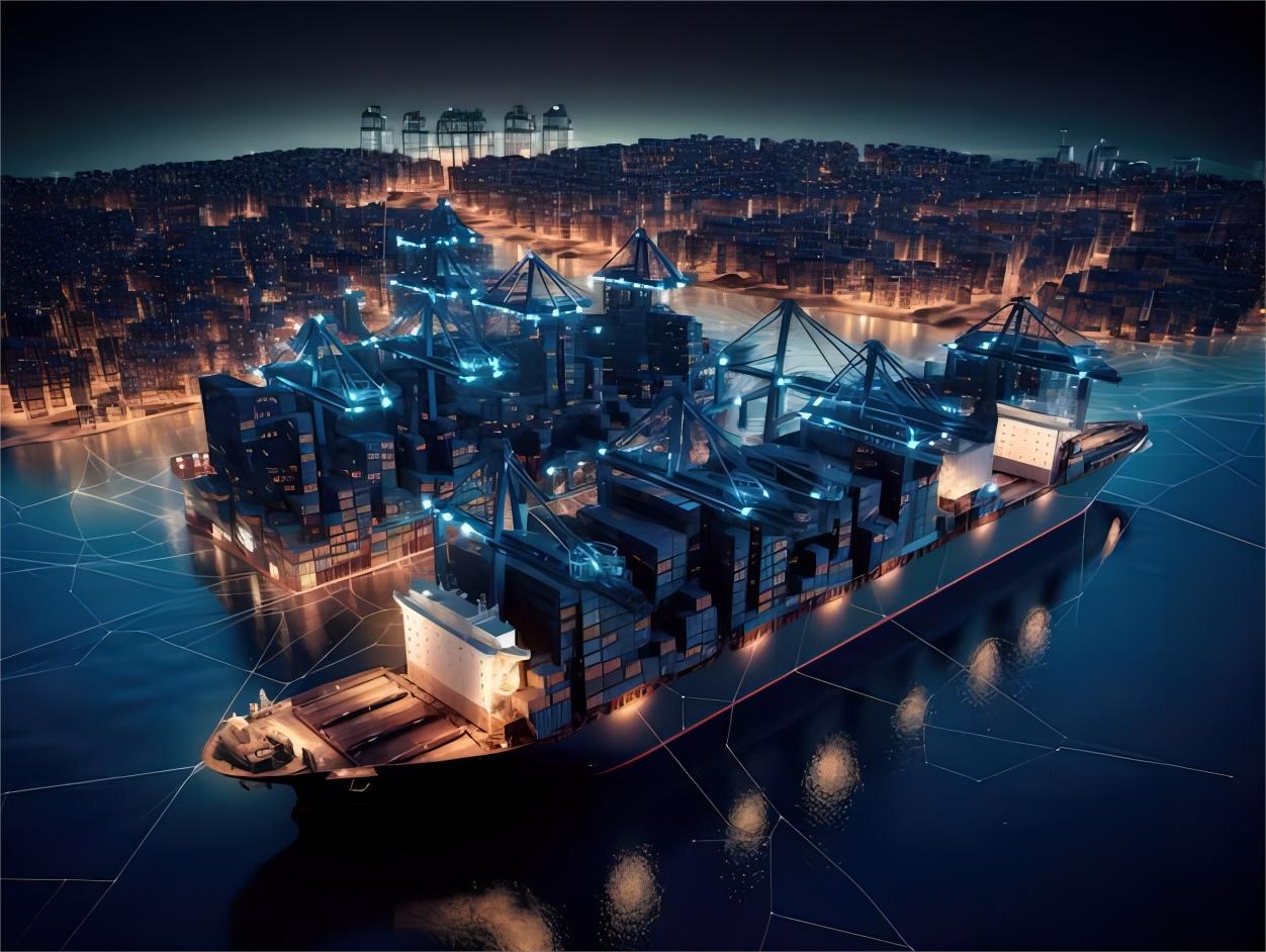 Full container load (FCL) shipping containers at a bustling port in China