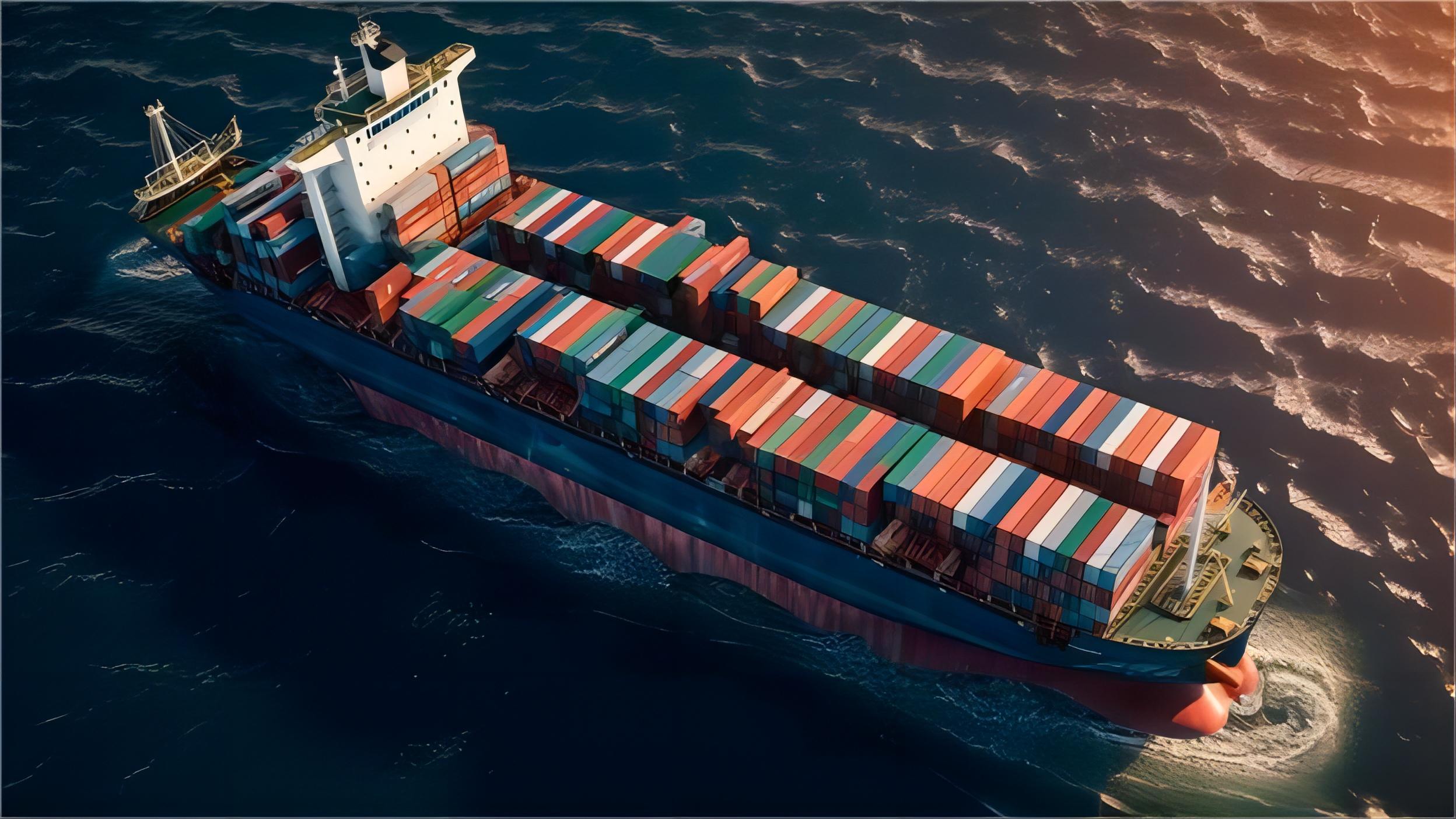Heavy machinery loaded onto a Flat Rack container at a port