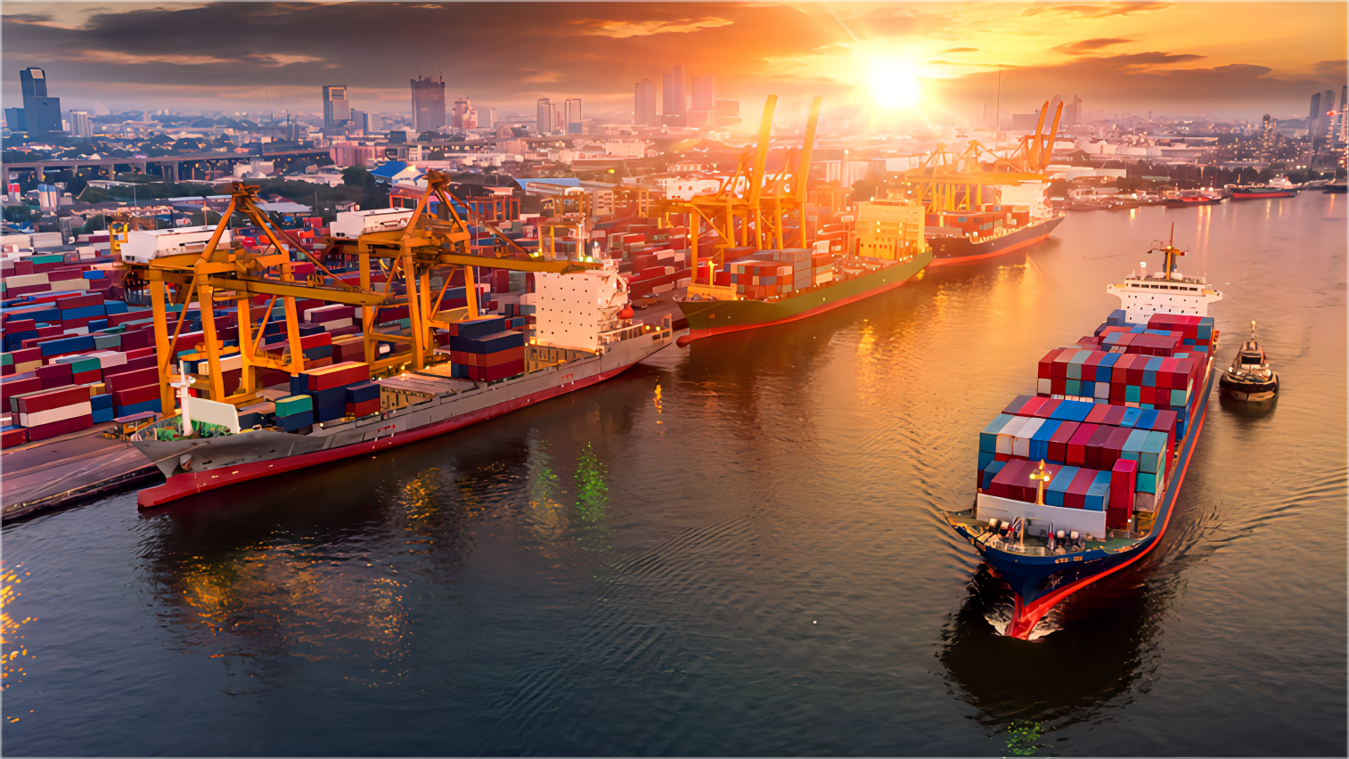 Full container load (FCL) of textile cargo on a ship leaving a Chinese port