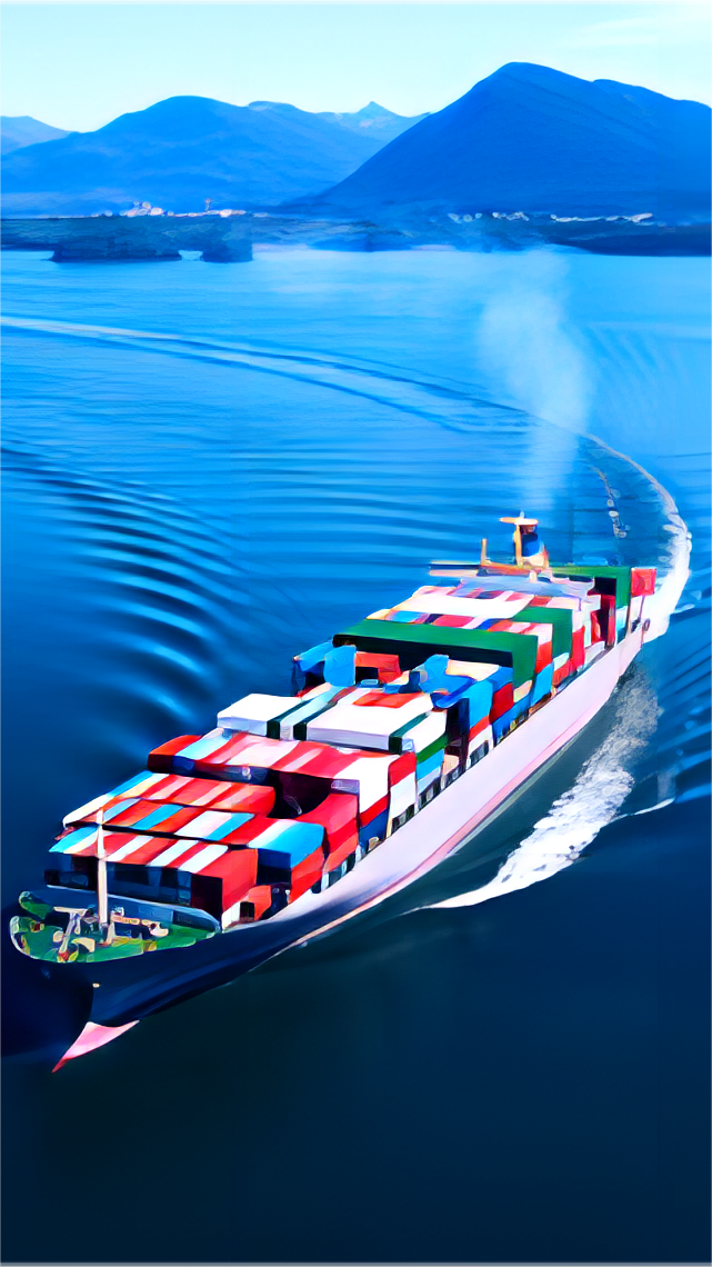 Container ship sailing from China to Norway