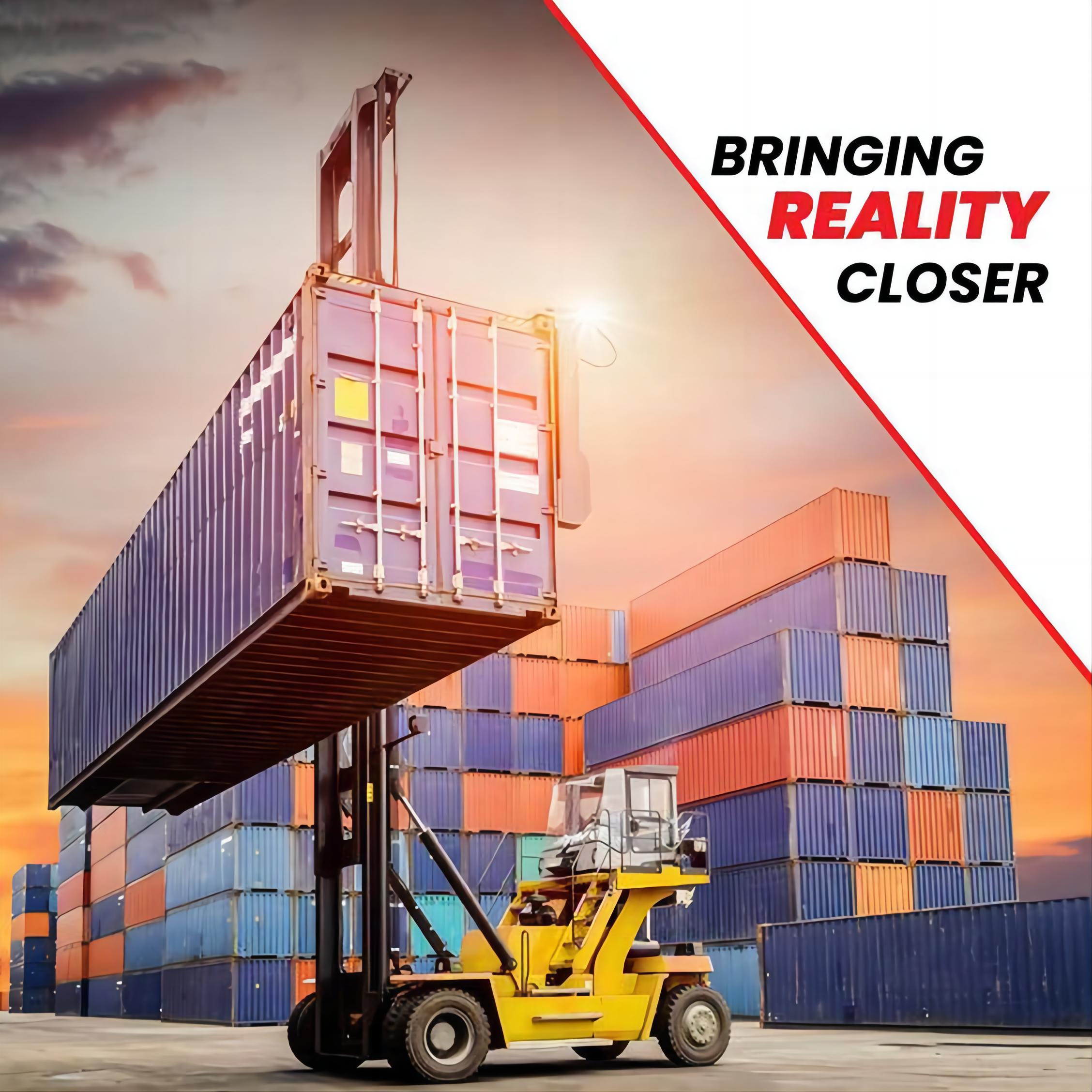 Open top container being loaded with oversized cargo at a port