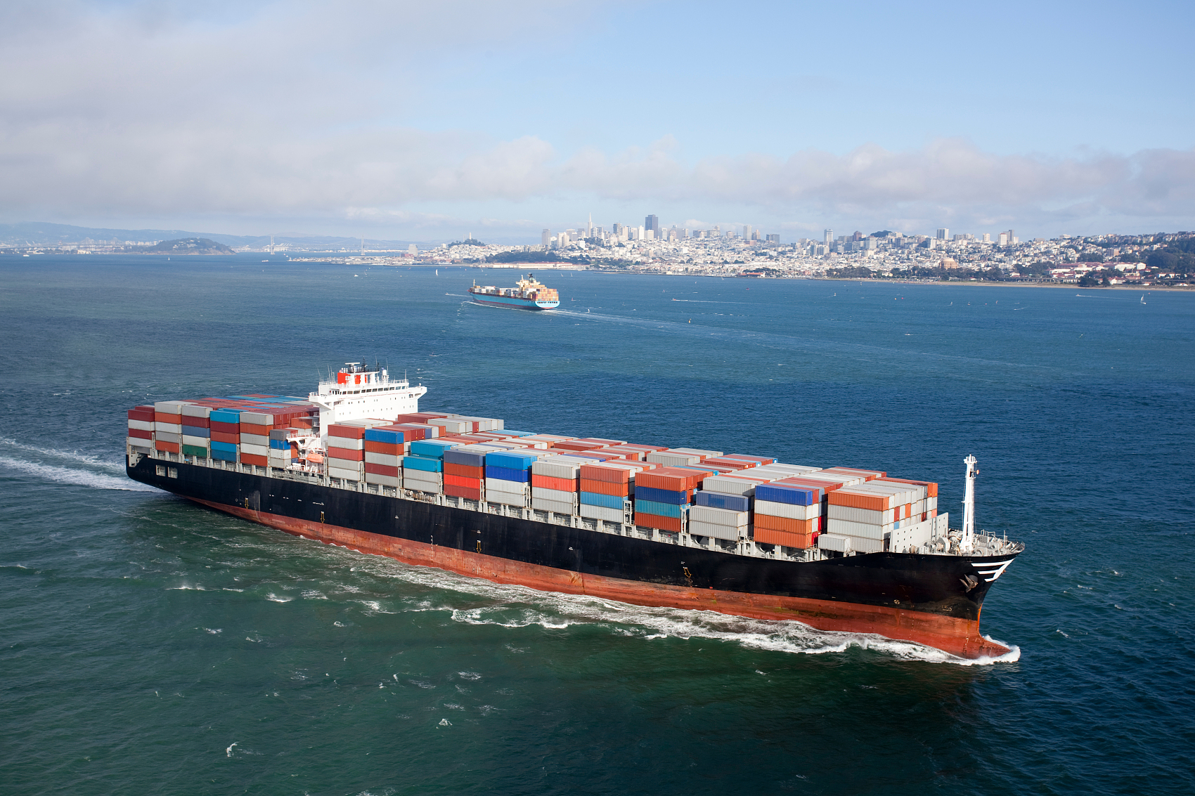 Intermodal train carrying shipping containers across the US