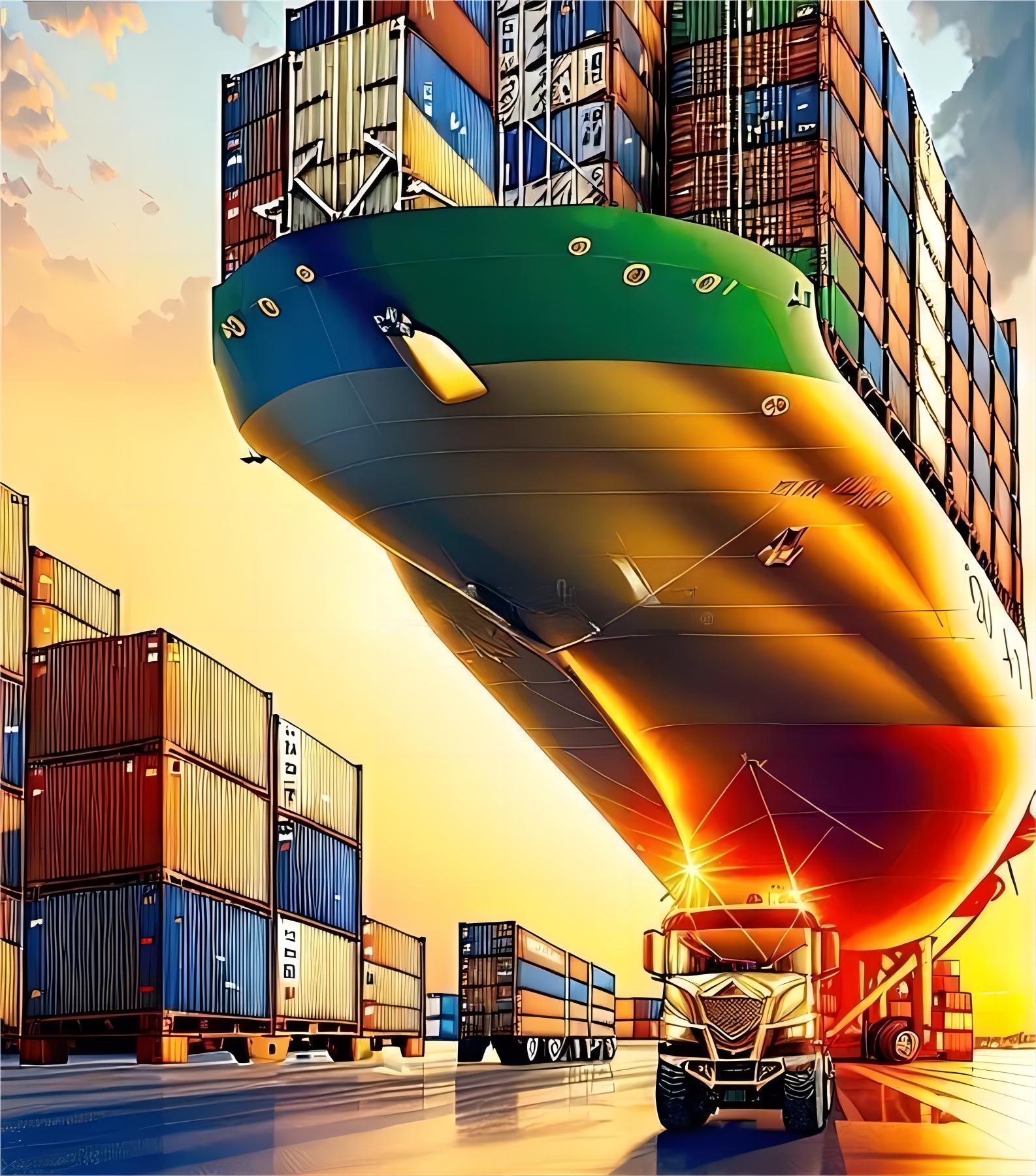 Heavy machinery parts secured on a flat rack container