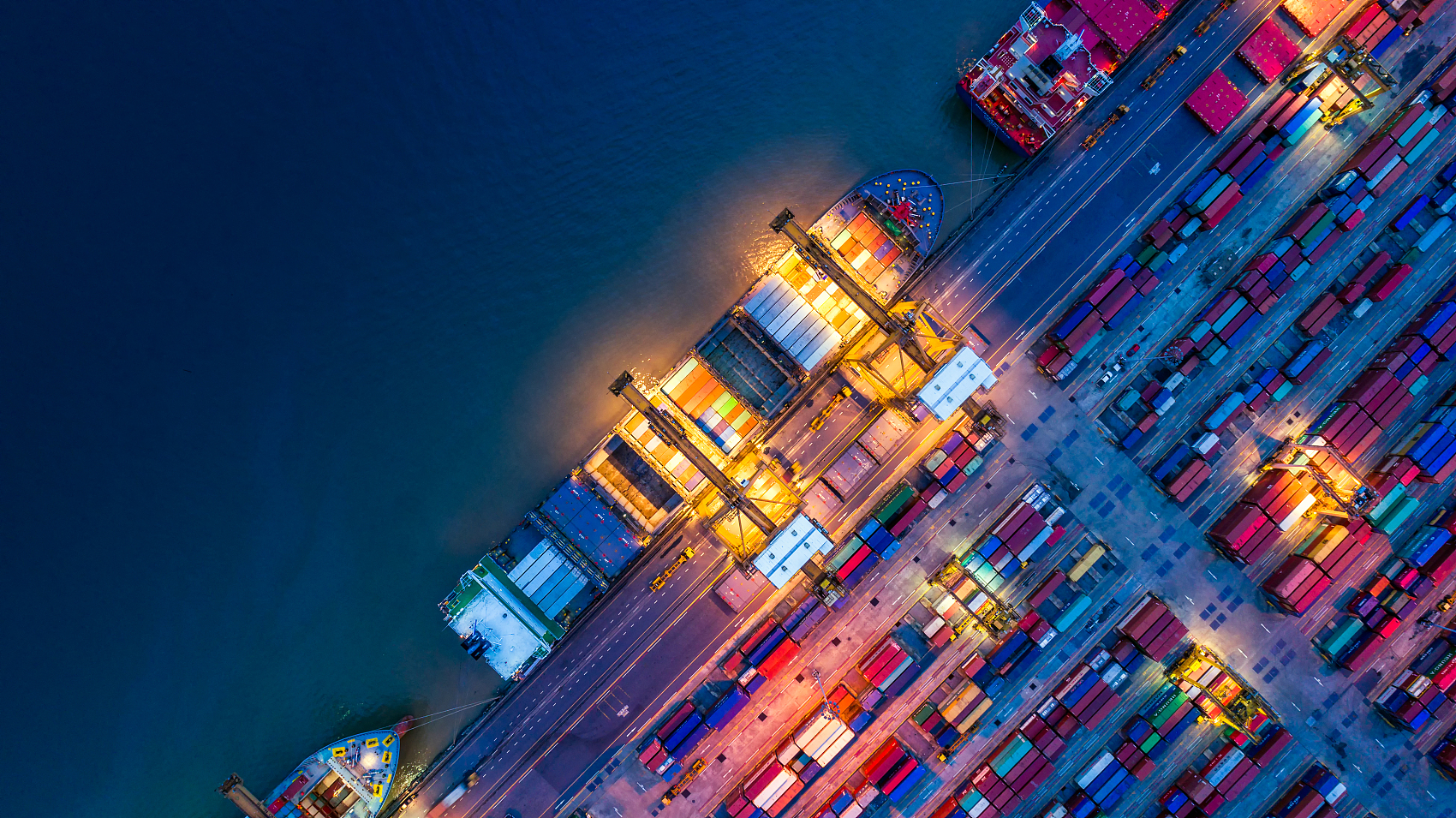 Containers being unloaded at a European port