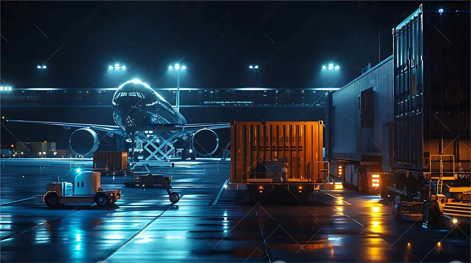 Medical equipment being carefully unloaded from a shipping container