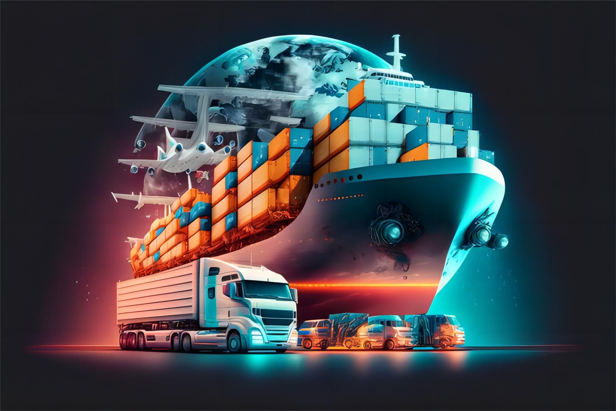 Container ship loaded with cargo sailing towards Europe