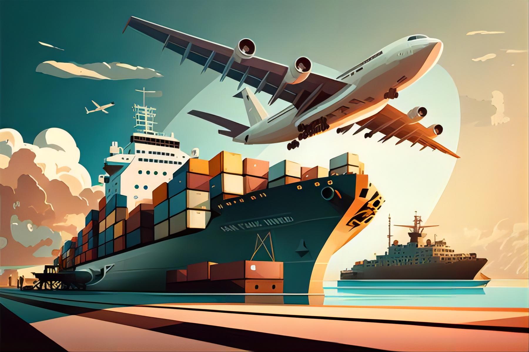 Container ship at sea with containers