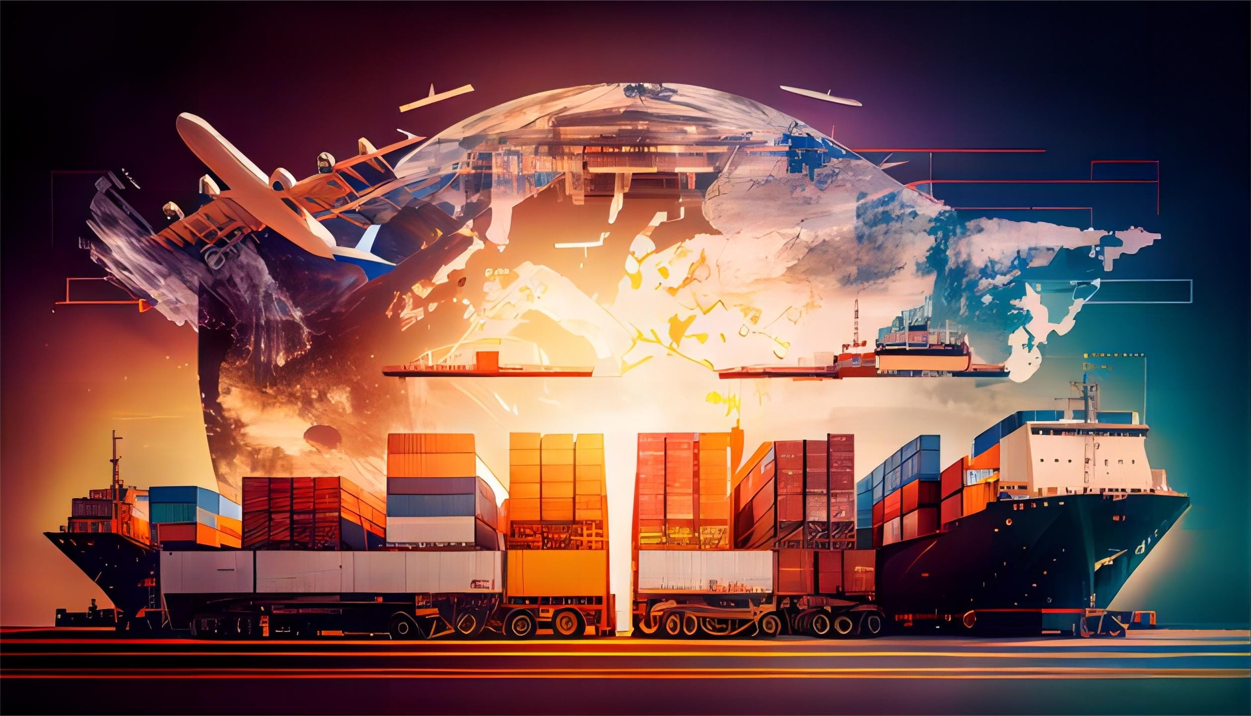 Infographic comparing sea and air freight routes and costs