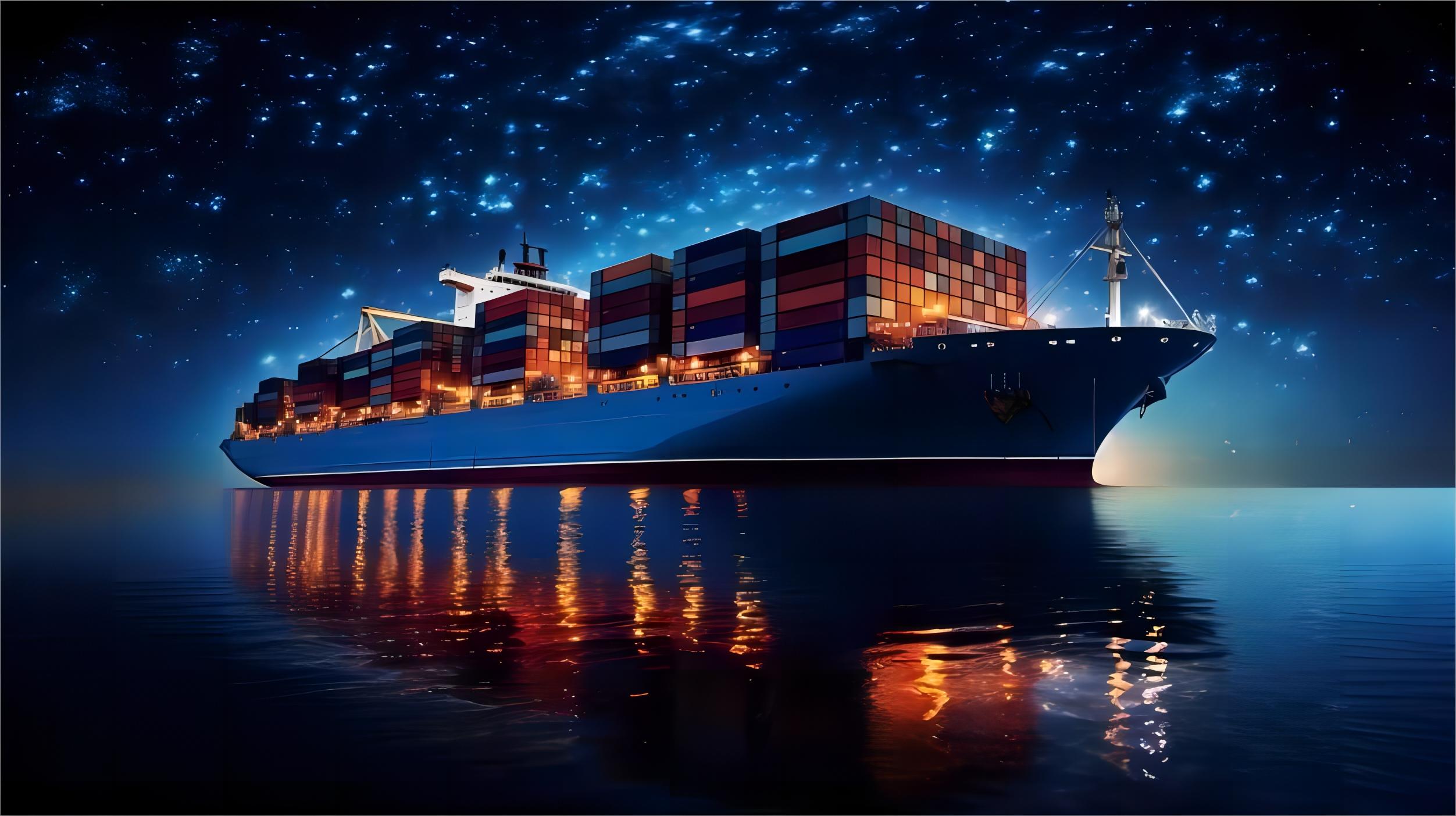 Map showing shipping route from China to New Jersey ports