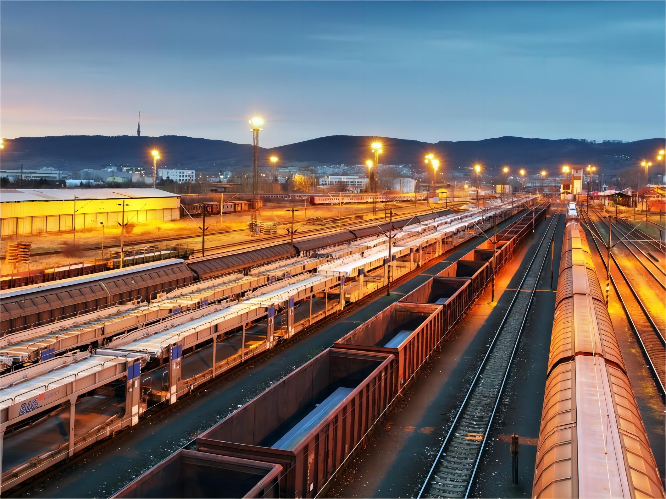 Map illustrating shipping routes from China to Chicago via sea and rail