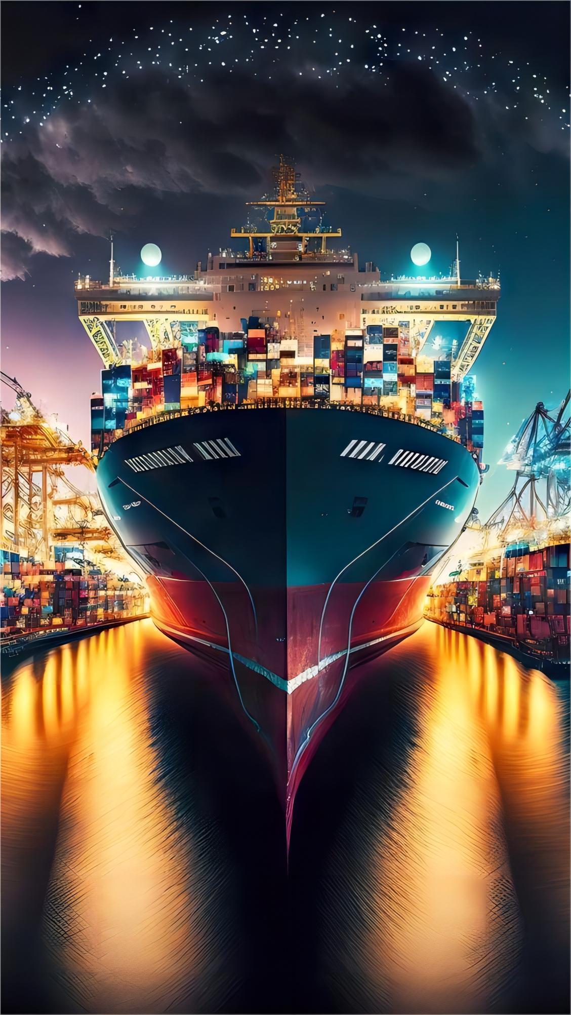 Digital screen displaying real-time FCL tracking data and vessel positions