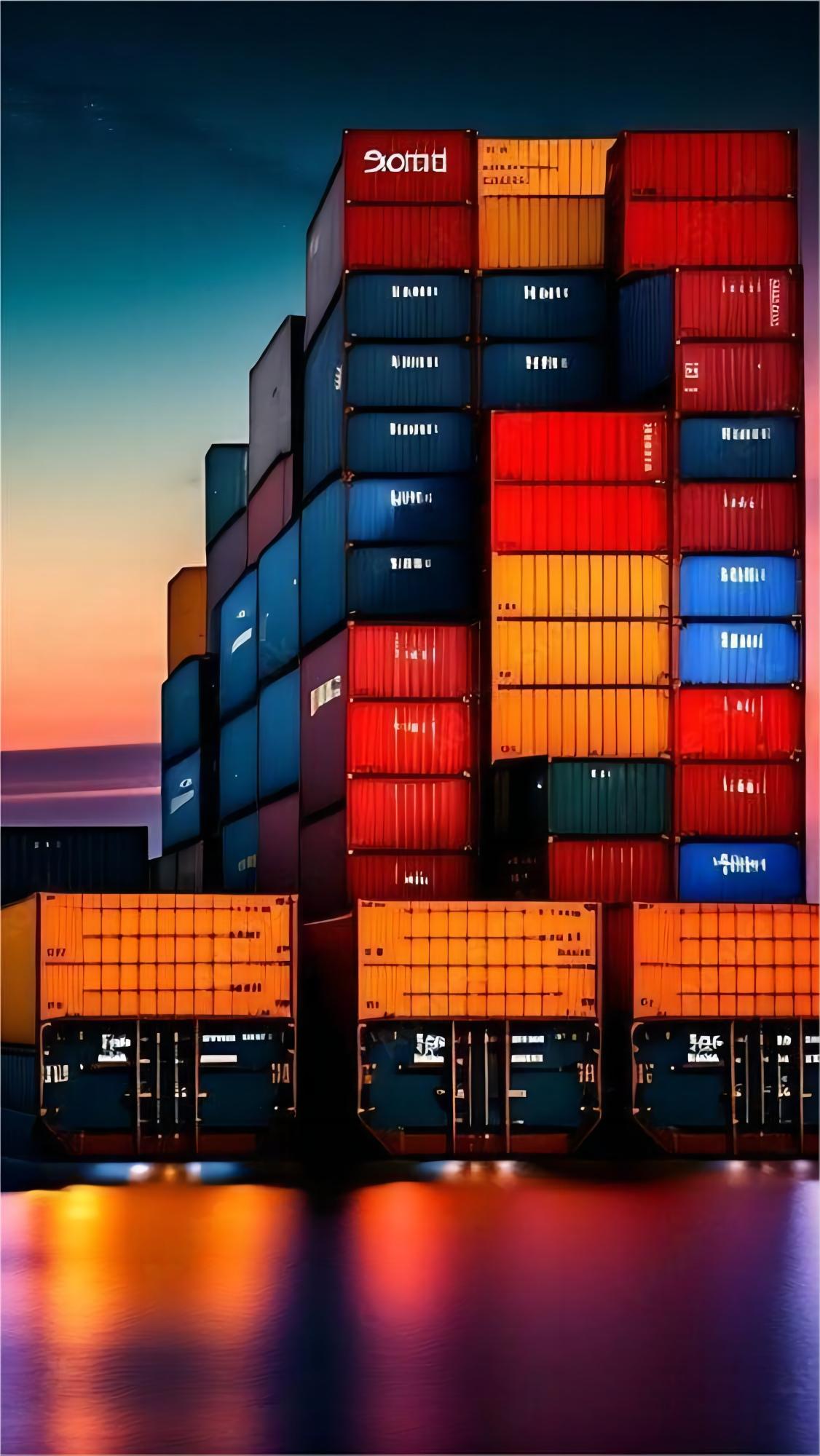 Open top container being loaded with solar panels at a port