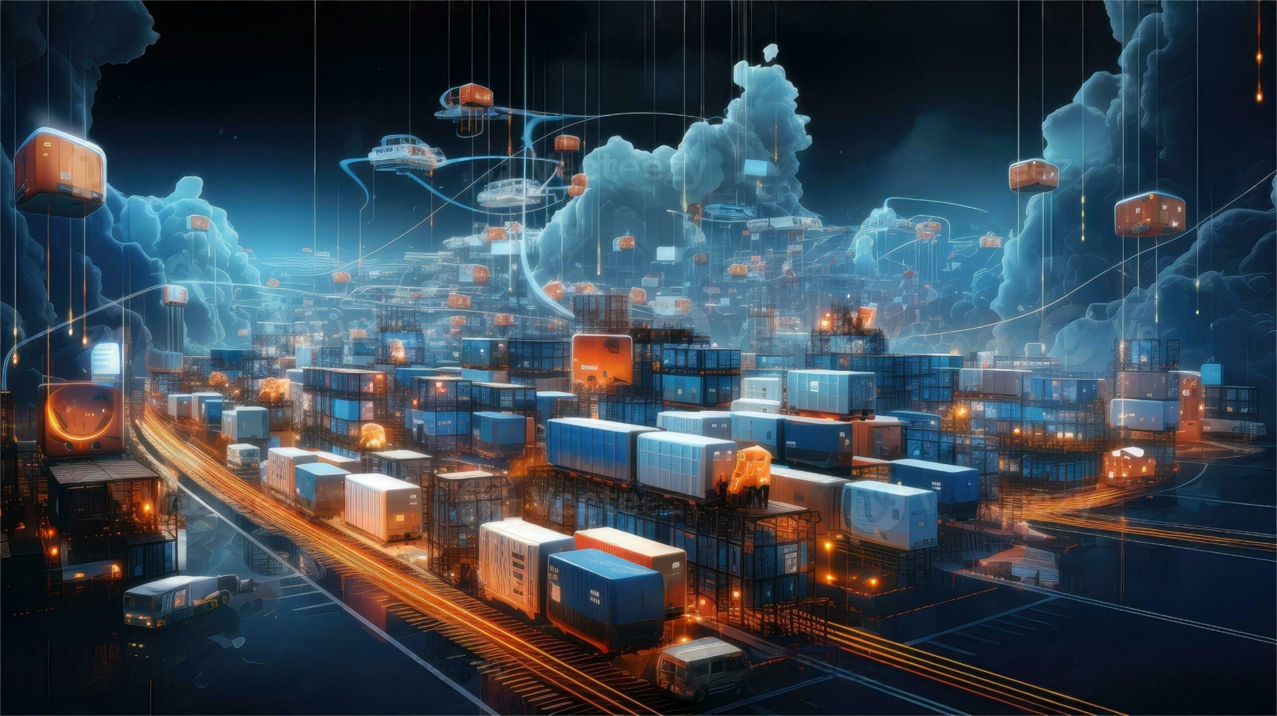 Open top container being loaded with oversized cargo at a port