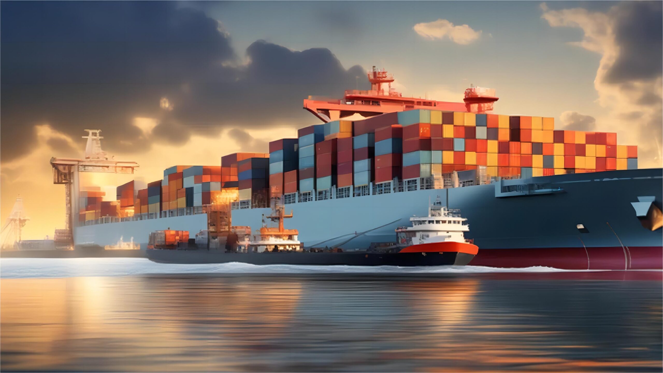 Worker inspecting cargo inside a shipping container