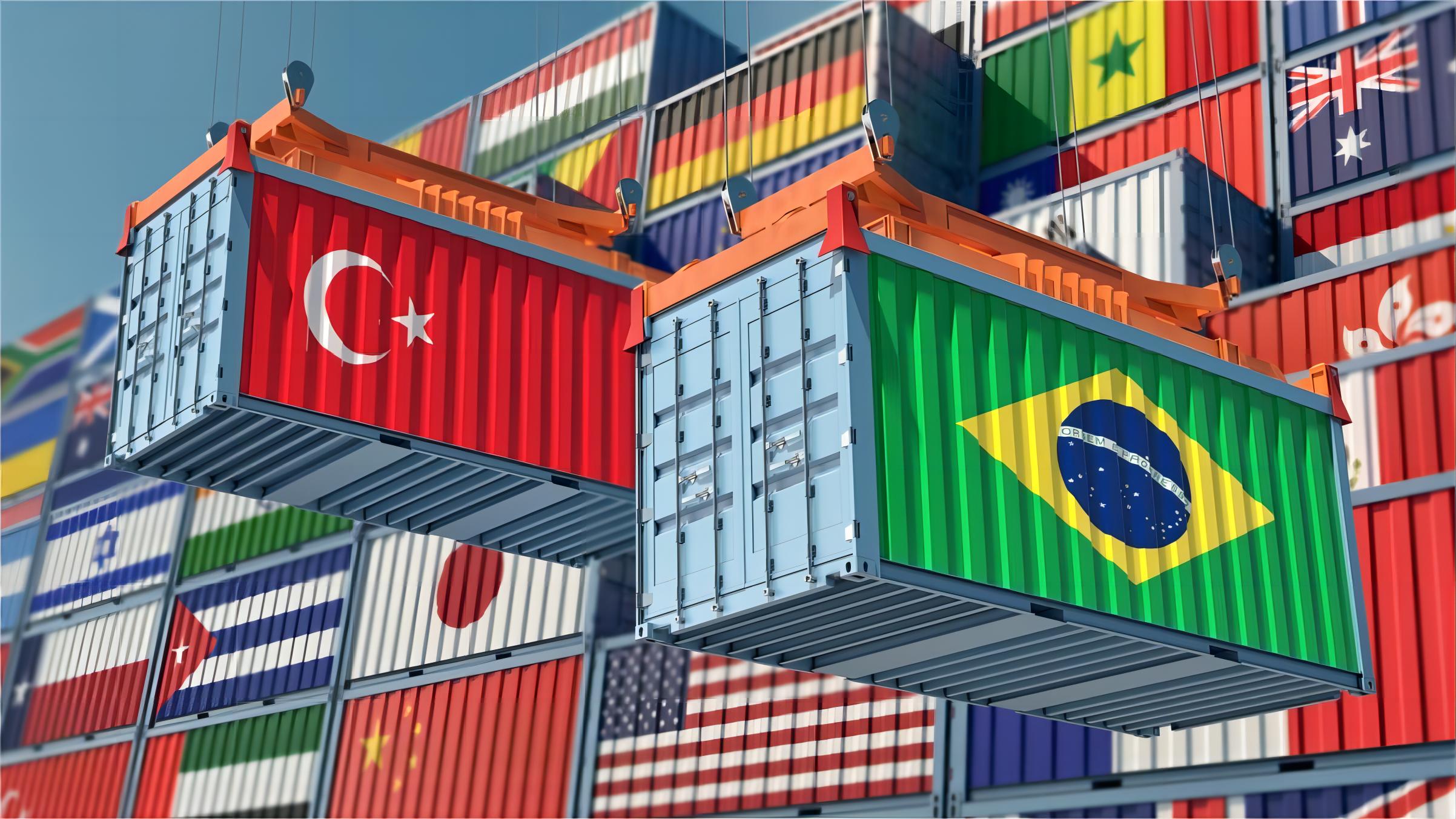 Large container ships at a busy port, symbolizing global trade