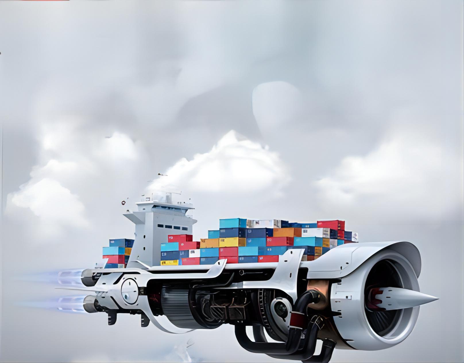 Large container ship carrying cargo across the ocean