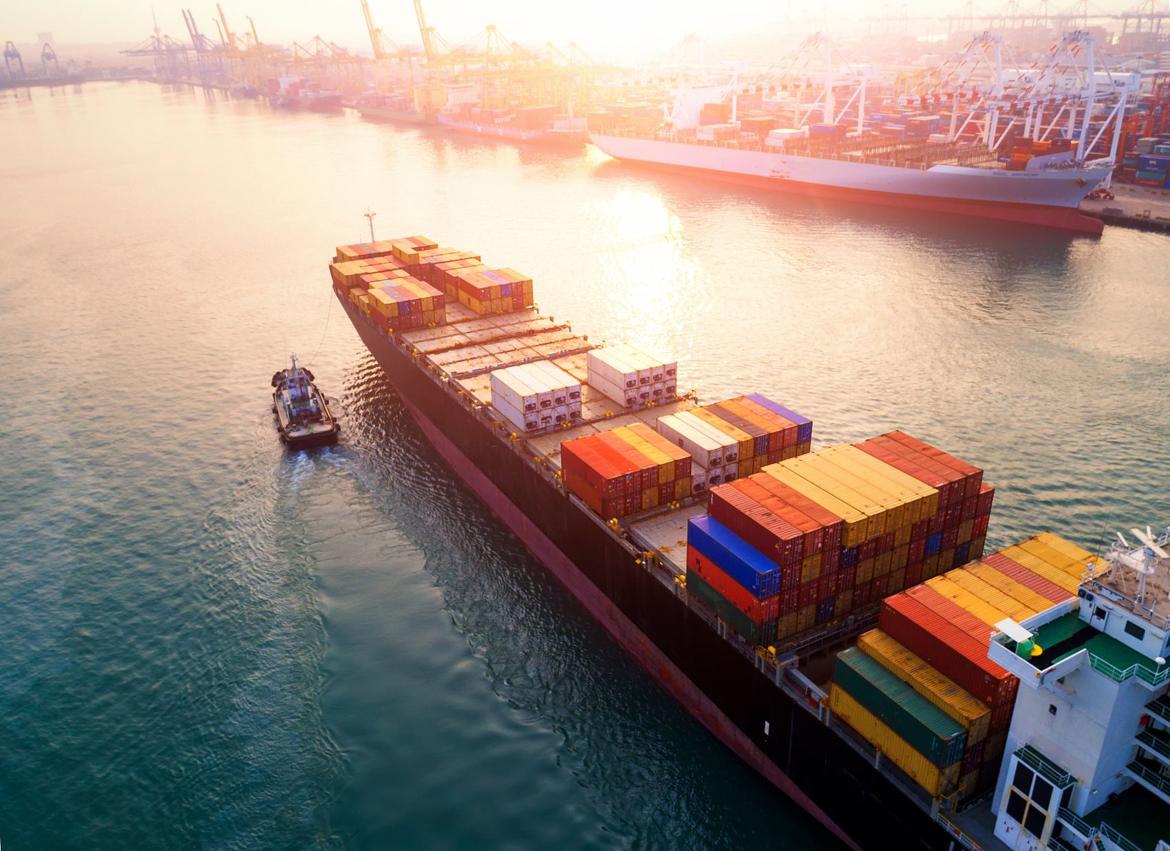 Reefer containers at a busy port terminal