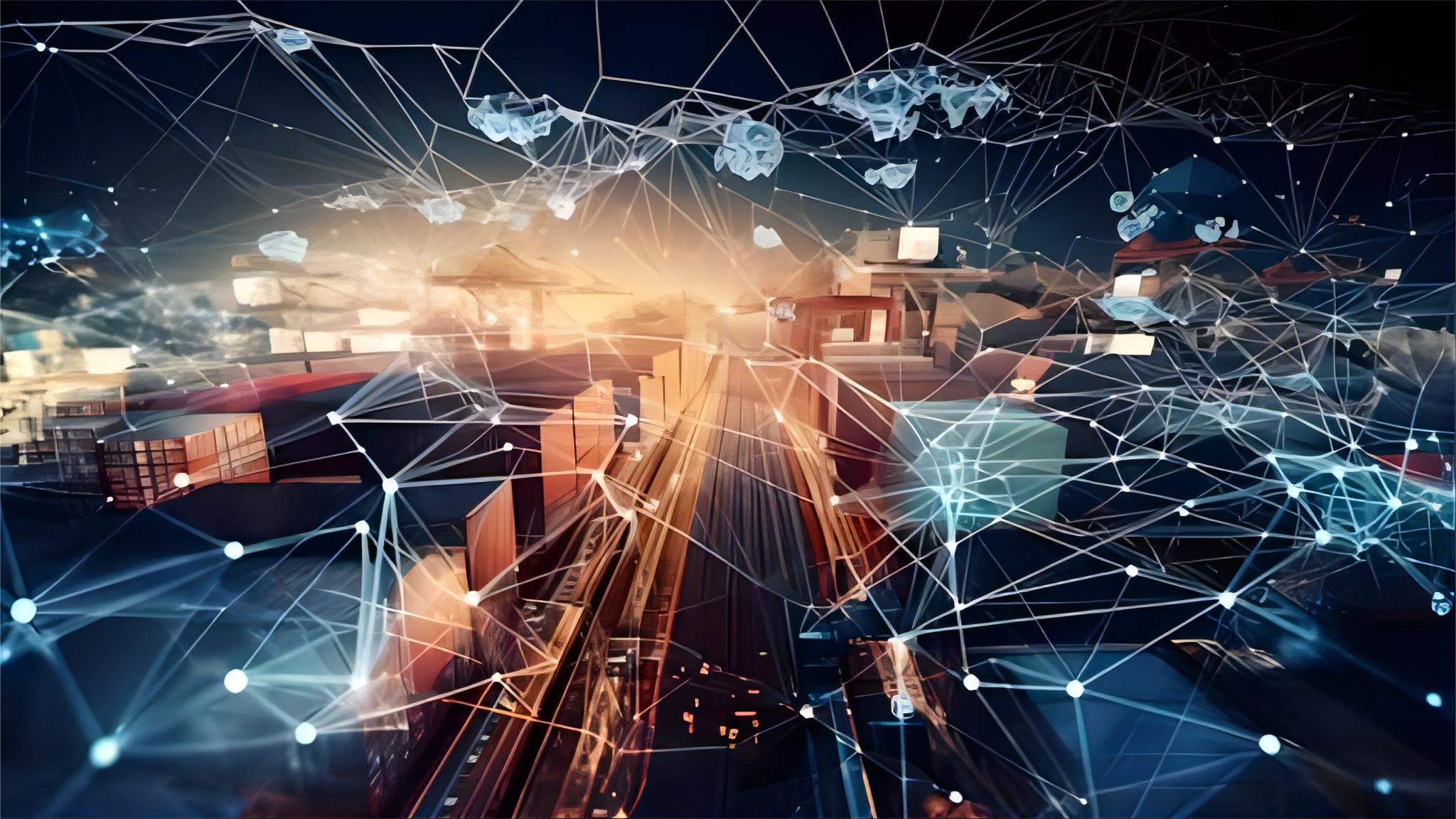 Container ship arriving at a busy port in Miami, Florida