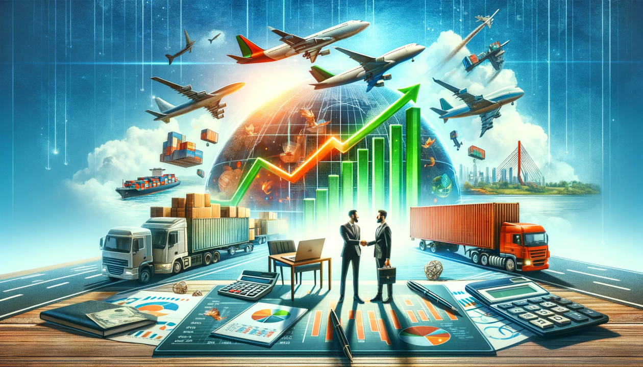 A freight forwarder discussing logistics with a client in an office