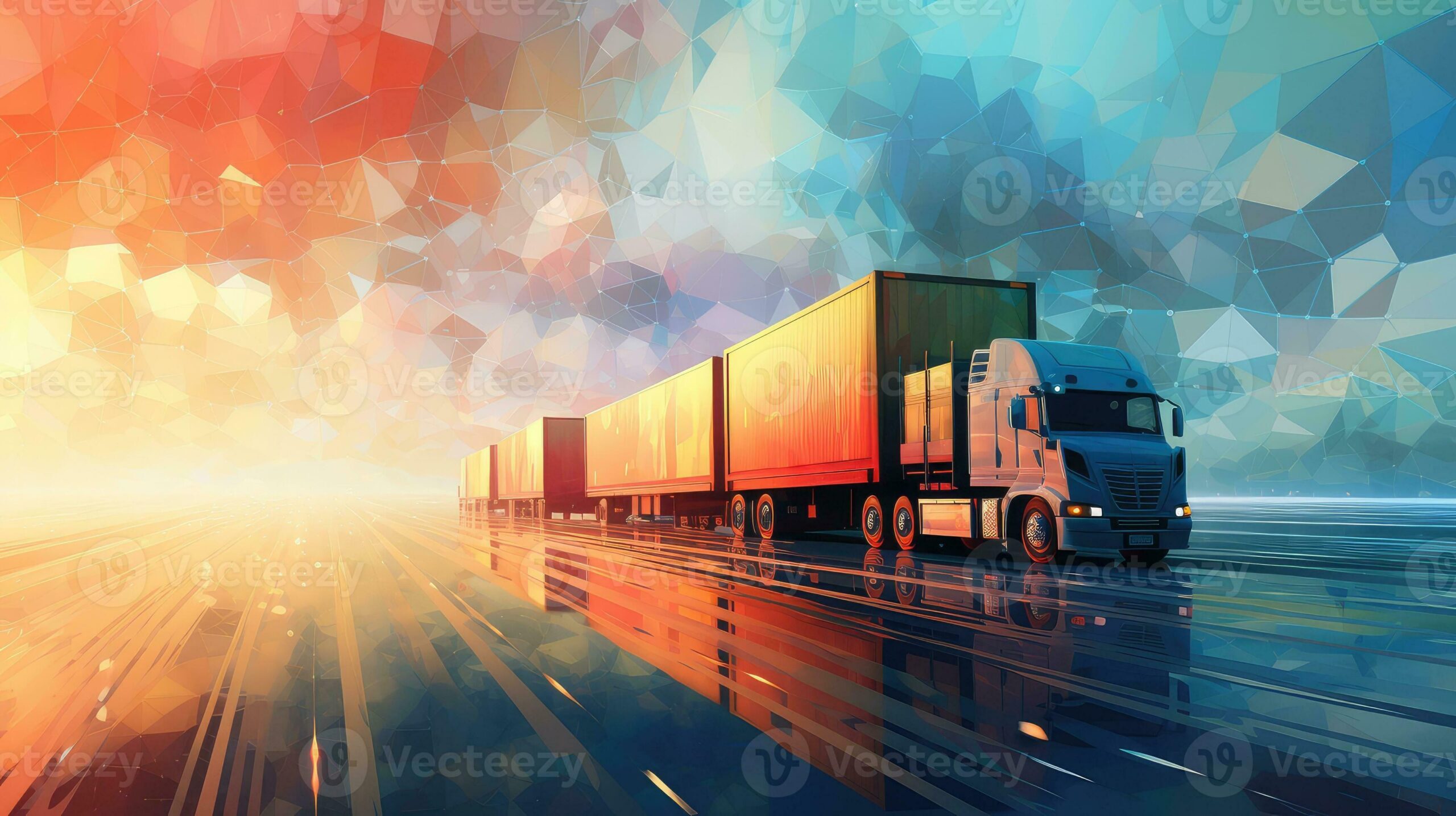 Truck with chassis carrying a 40HQ container