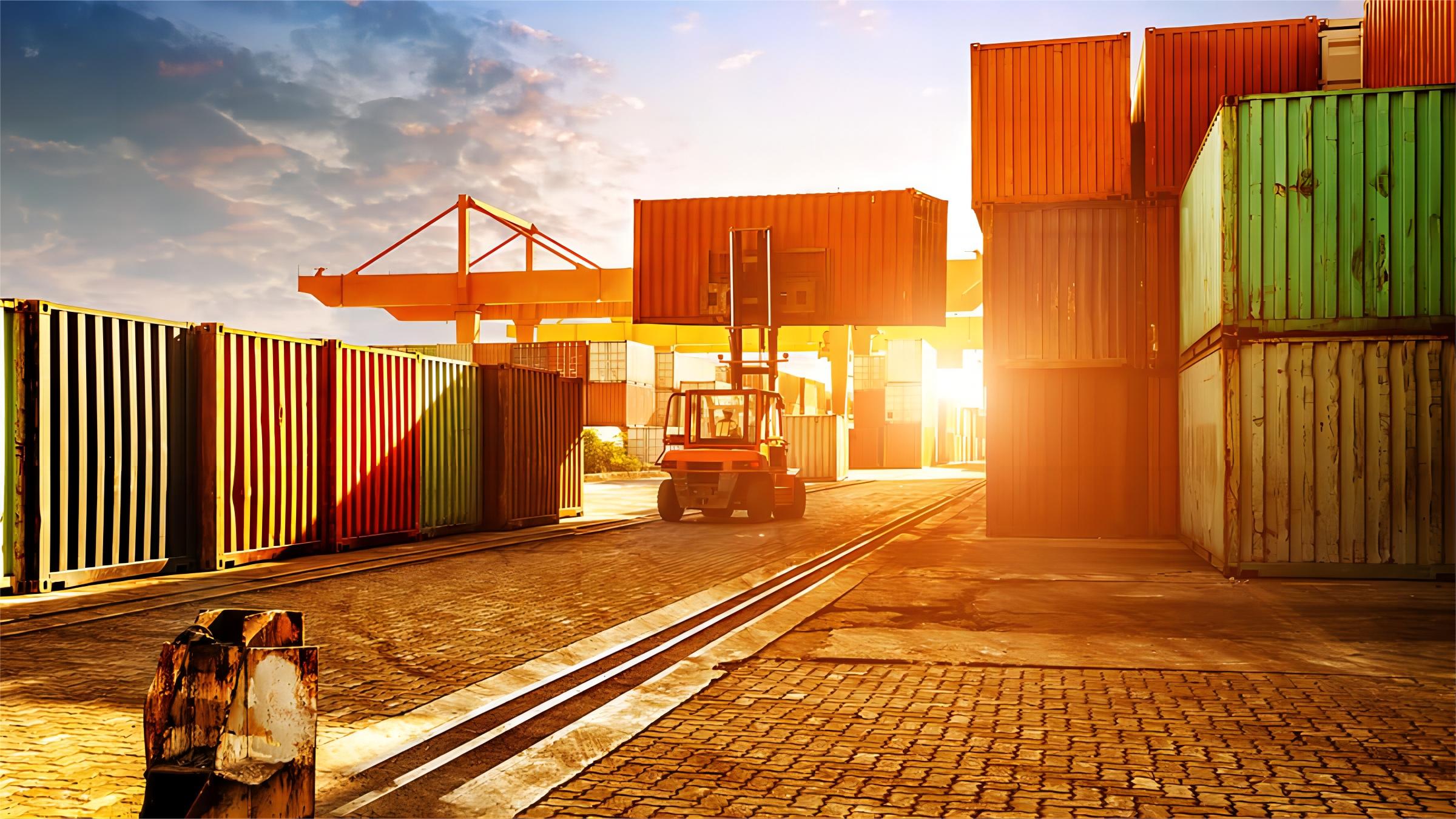 Air cargo plane loading goods for transport from China to Germany